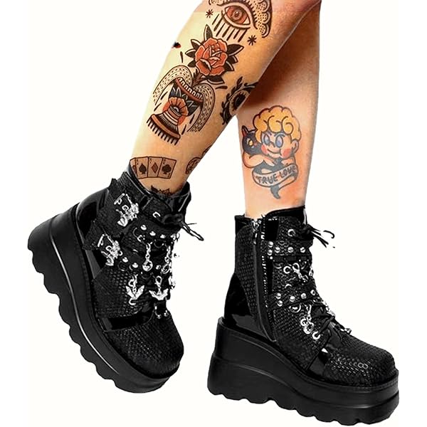 Amazon.com | ZKXYFFS Womens Goth Ankle Boots Platform Chunky